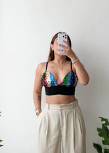 XS-S, Multicolor Sequin Bralette Top