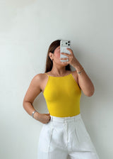 Size XS Yellow Ribbed Tank Bodysuit