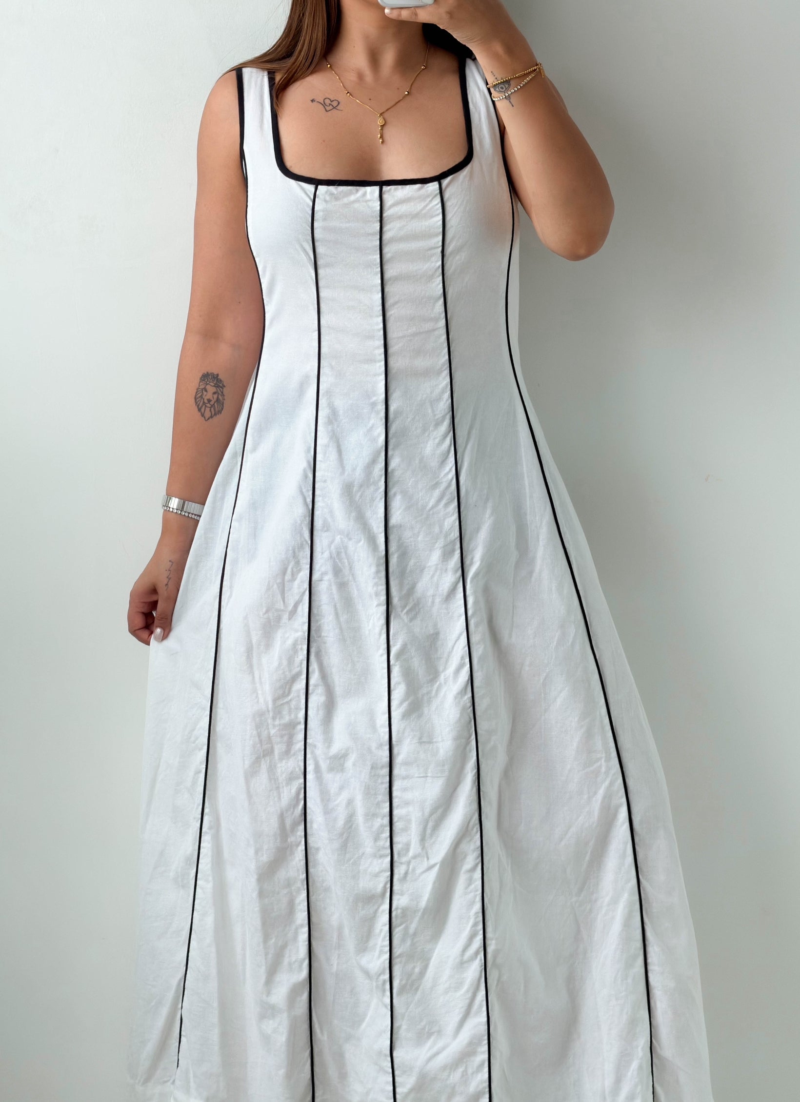Size 2XL-3XL White Panelled Maxi Dress
