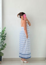 Size S-M White Wave Print Maxi Dress