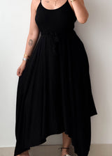 Size S-M Black Asymmetrical Midi Dress