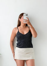 Size M-L Black Textured Cami Top