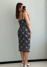 SIZE M-L, Printed Mesh Bodycon Dress - Closet by Payal