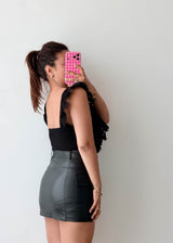 Size M Black Ruffle V-Neck Bodysuit