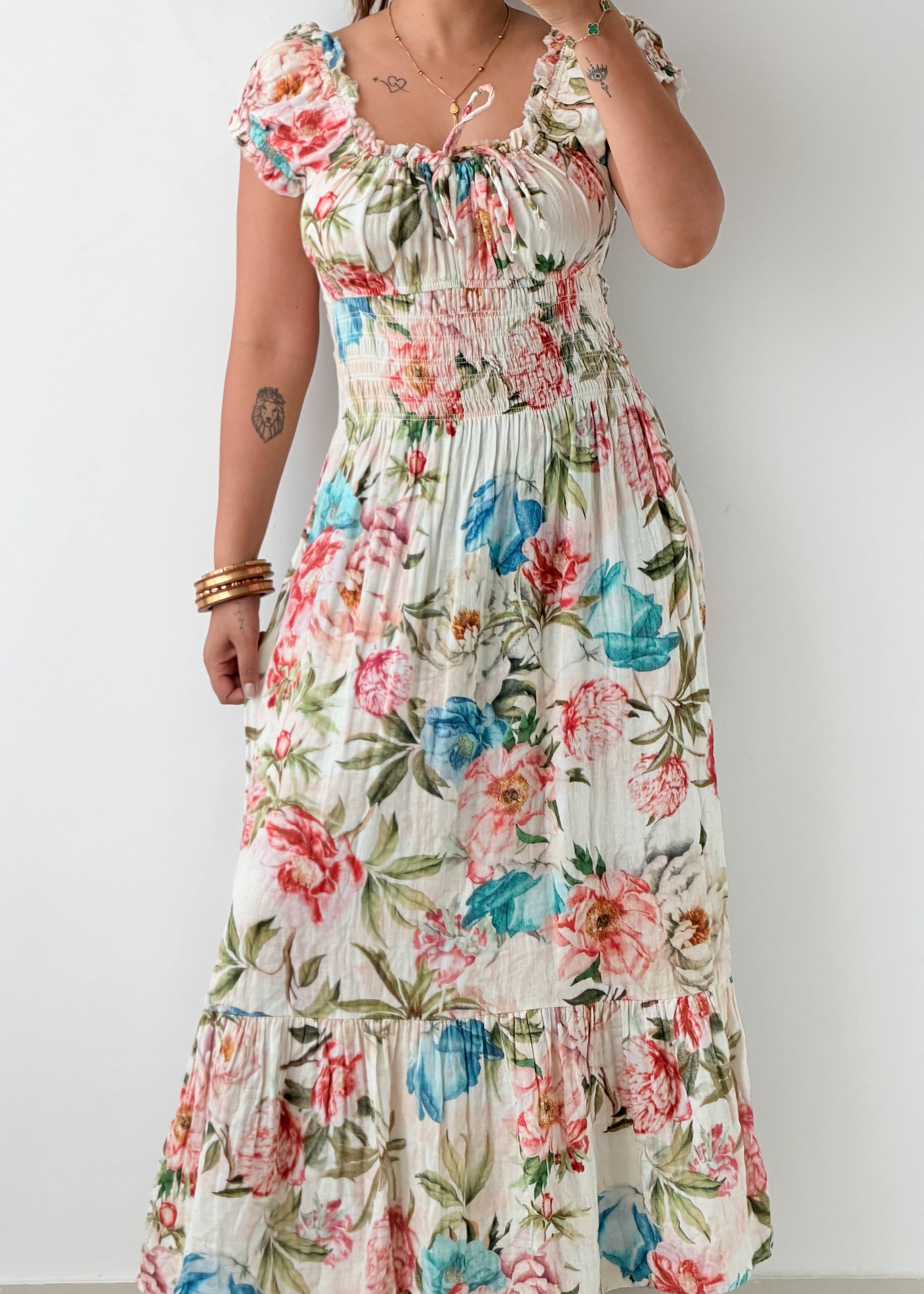Size S-M White Floral Maxi Dress