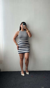 Size XS-S Black & White Striped Bodycon Mini Dress