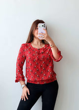 Size XS-S Red Paisley Print Top
