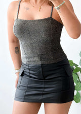 Size XS-S, Grey Shimmer Strap Top