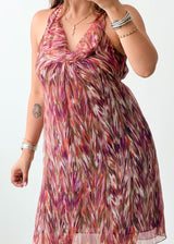 Size S-M Multicolor Printed Halter Mini Dress