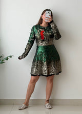Size M Green Sequin Mini Dress