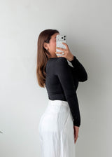 Size S-M Black Keyhole Long Sleeve Bodysuit