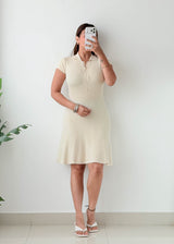 Size XS-S Cream Polo Knit Mini Dress