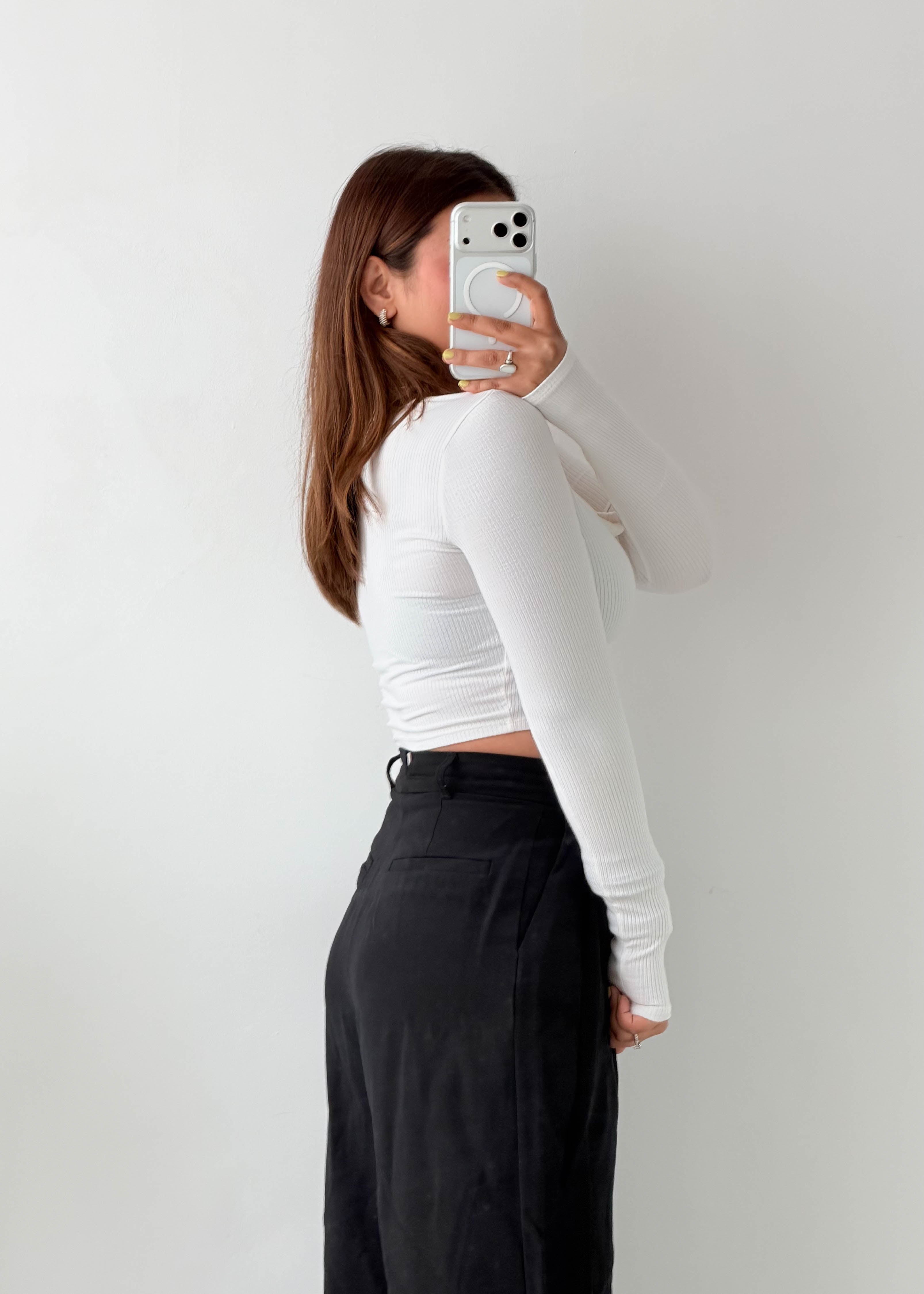 Size XS-S White Notch Neck Crop Top