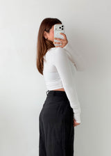 Size XS-S White Notch Neck Crop Top