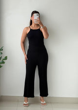 Size XS-S Black Sleeveless Ribbed Jumpsuit