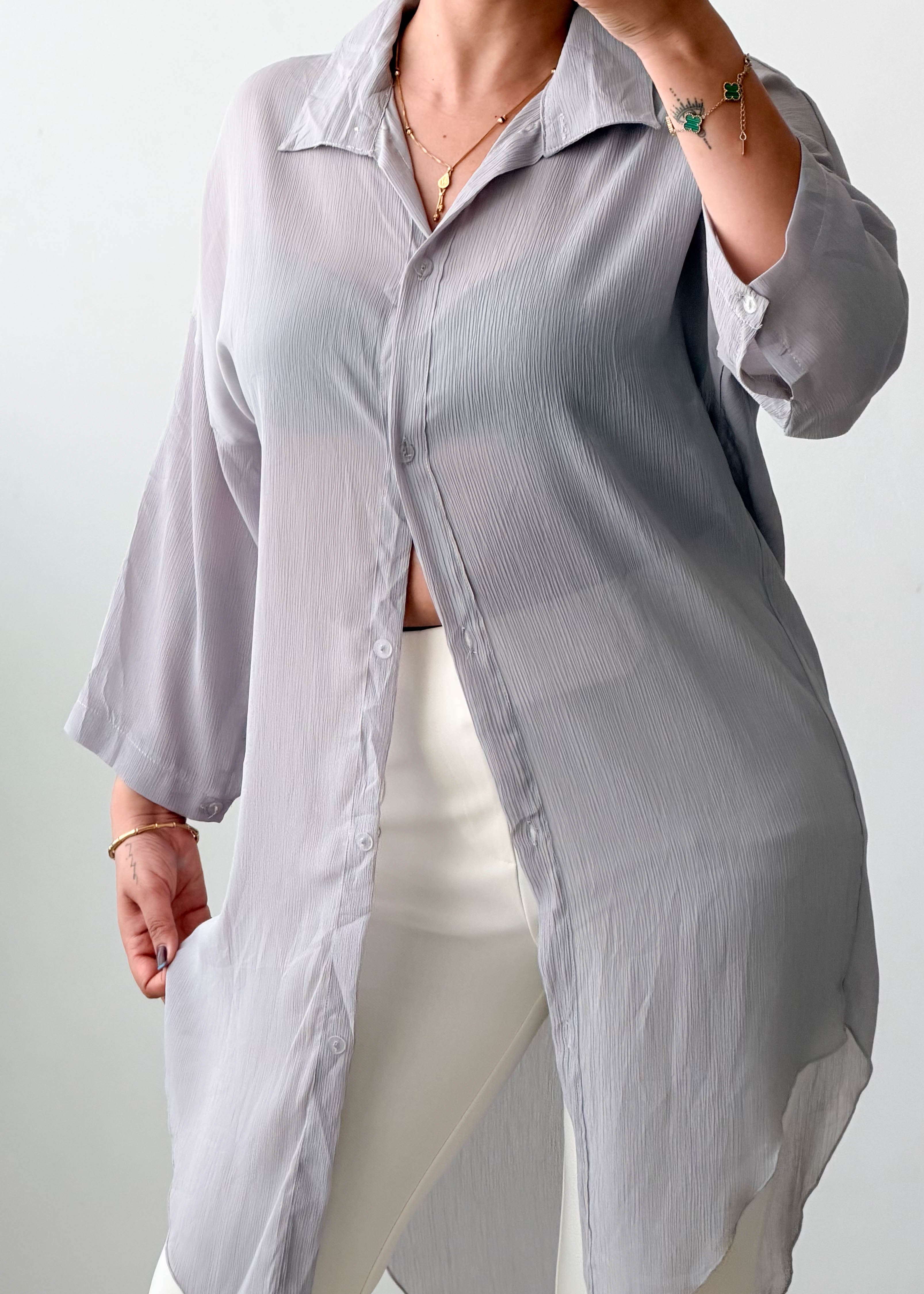 Size XS-S Grey Longline Shirt Top