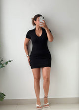 Size XS-S Black Ribbed Knit Mini Dress