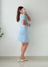 Size M-L Blue Stripe Polo Knit Mini Dress