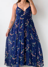 Size S-M Navy Floral Maxi Dress