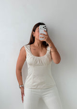 Size S White Ruched Tank Top