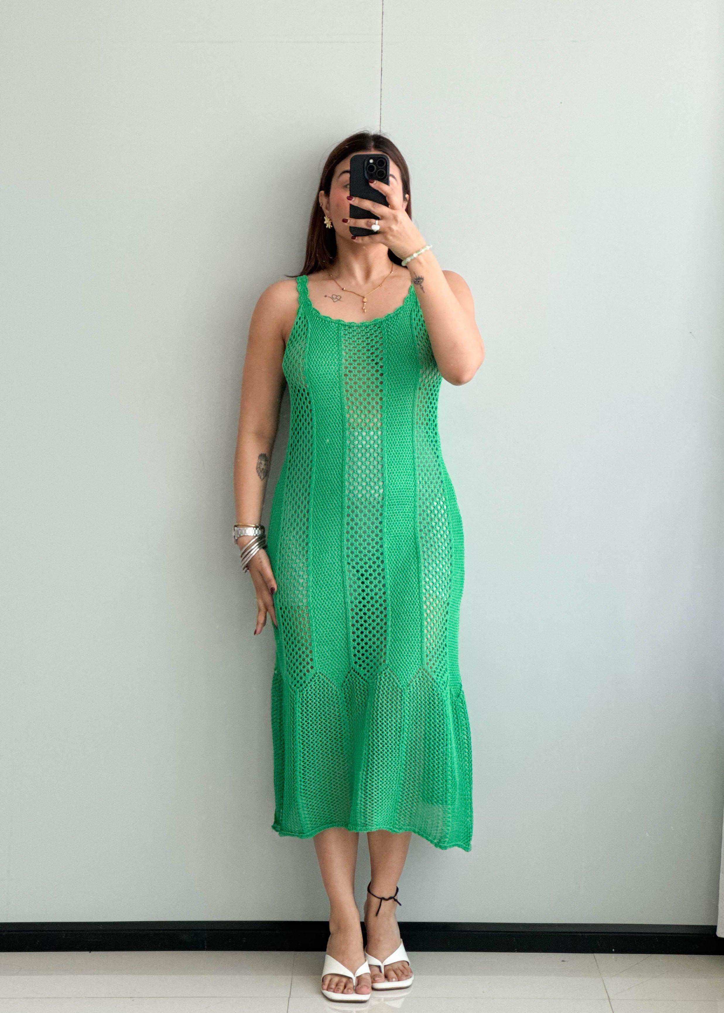 SIZE M-L, Crochet Summer Midi Dress - Closet by Payal