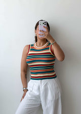 Size XS-S Multicolor Striped Knit Tank Top