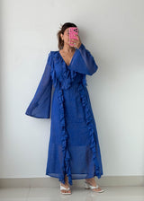 Size S-M Royal Blue Ruffle Maxi Dress