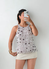 Size S-M White Polka Dot Sleeveless Top