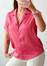 Size S-M Pink Satin Shirt Top