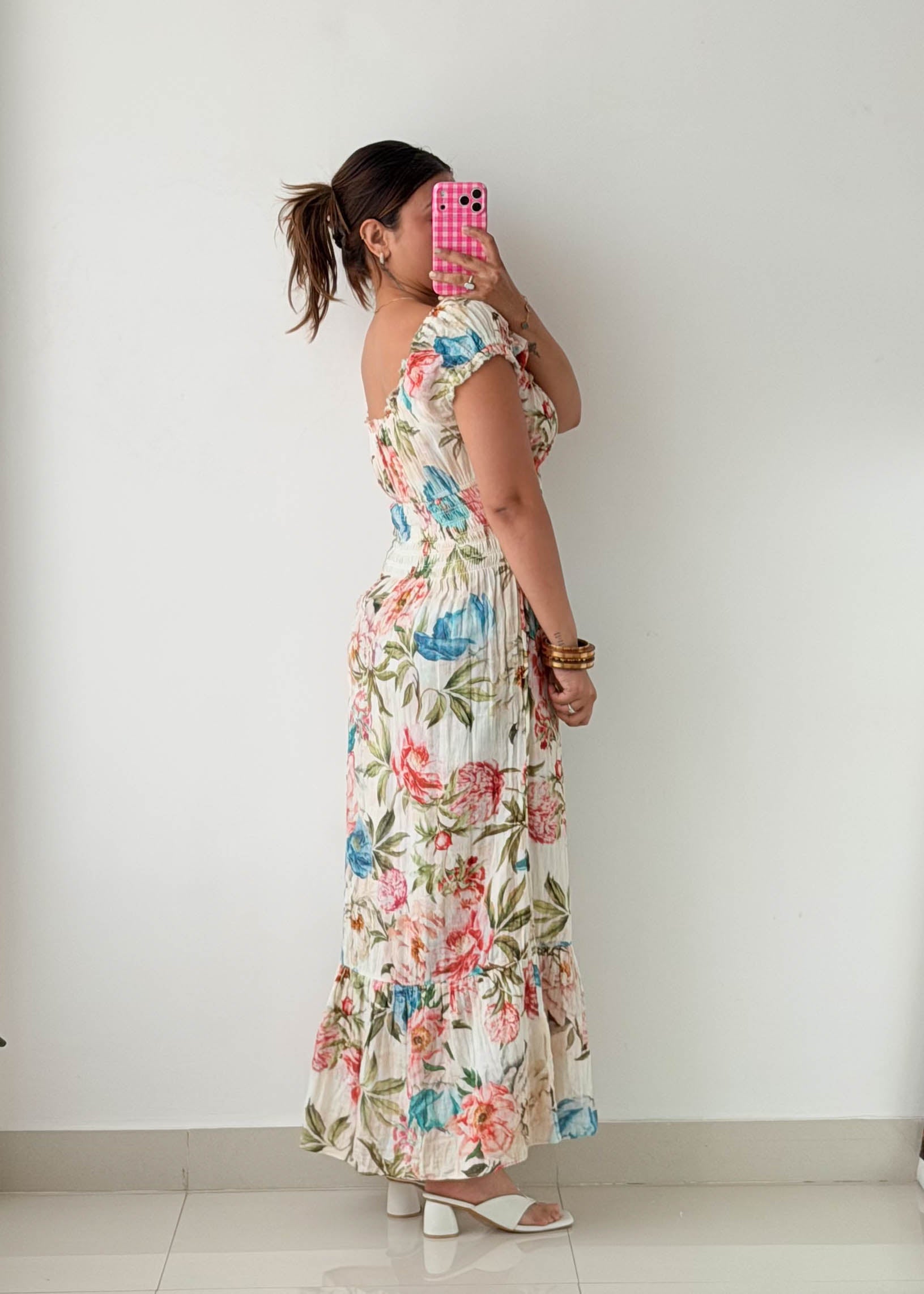 Size S-M White Floral Maxi Dress