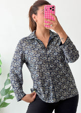 Size S-M Navy Floral Shirt