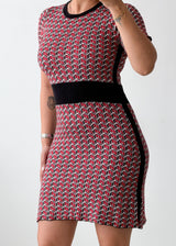 Size S-M Red & Black Printed Bodycon Mini Dress