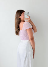 Size XS-S Lilac Ruched Crop Top