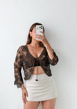 Size S-M Grey Shrug Style Tie-Up Top