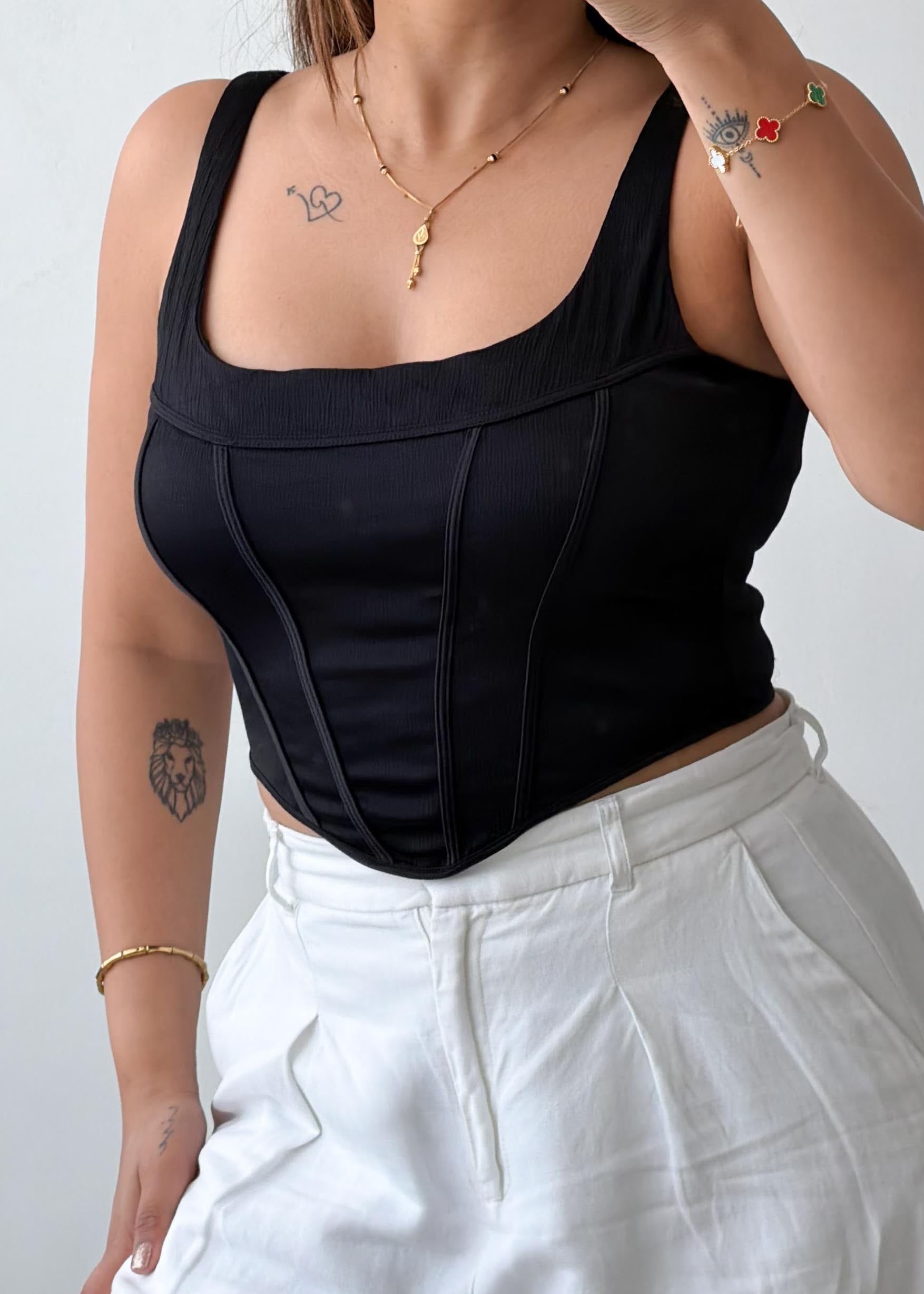 Size M Black Corset Crop Top