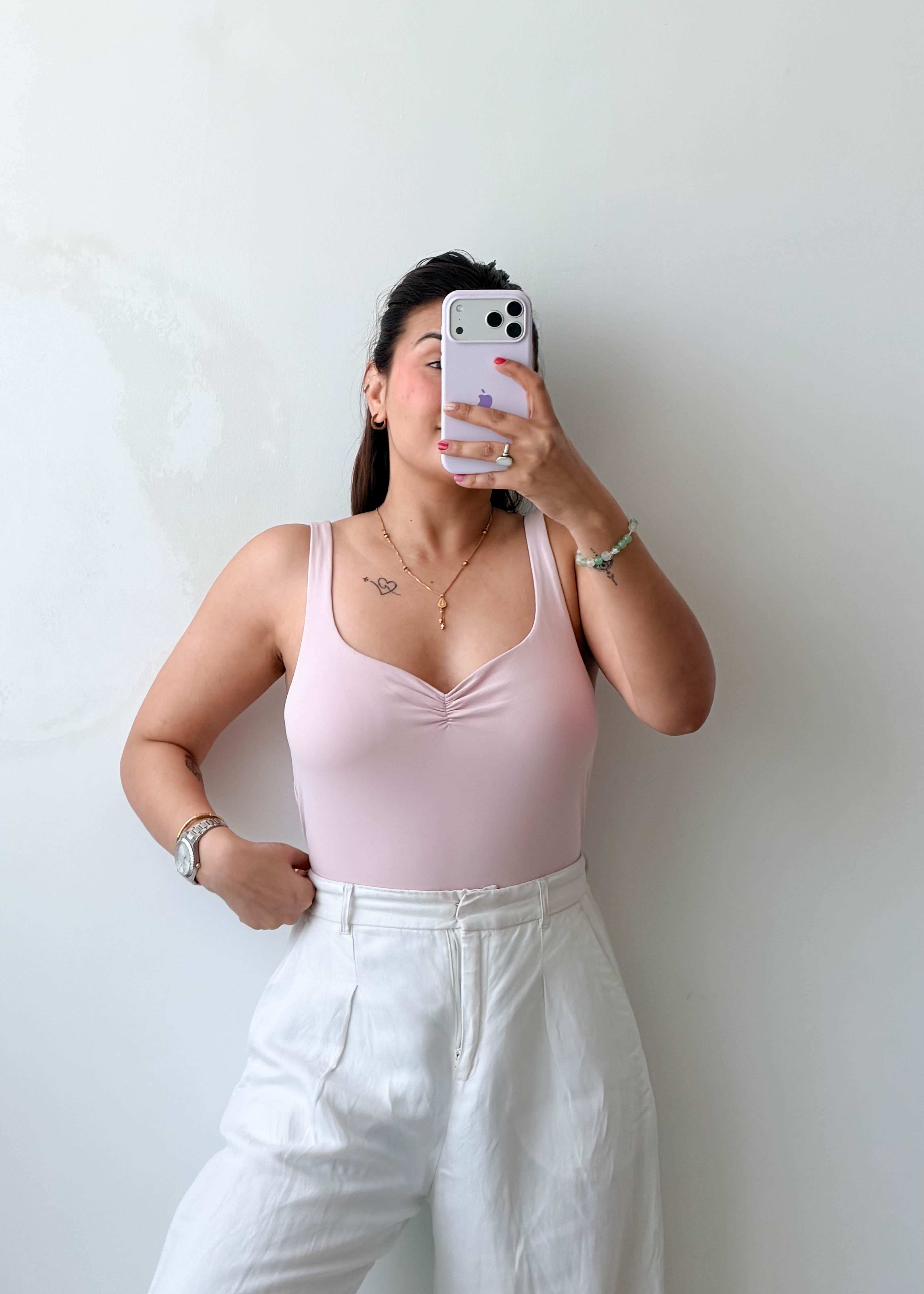 Size XL Nude Pink Ruched Bodysuit