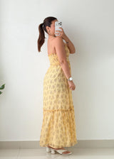 Size XS-M Mustard Floral Tiered Maxi Dress
