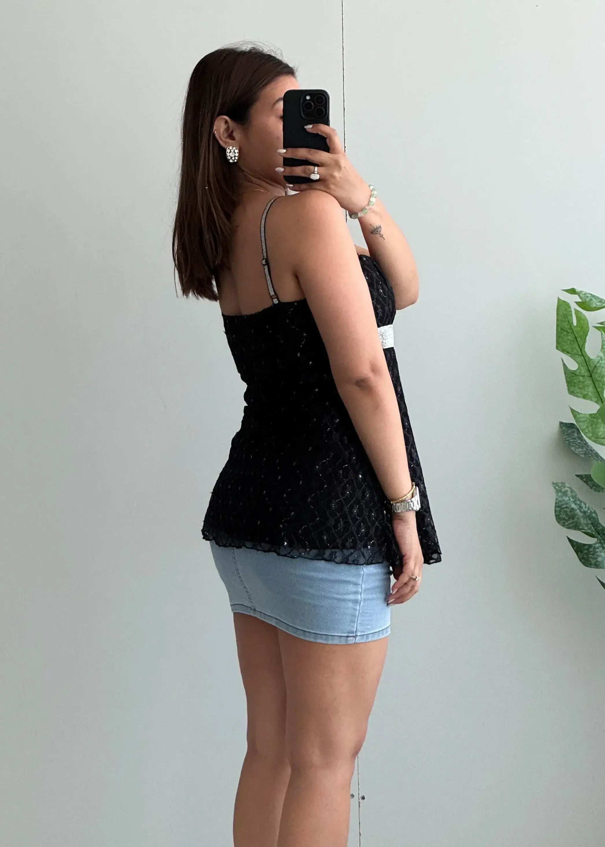 Size M-L, Vintage Lace Babydoll Camisole Top - Closet by Payal