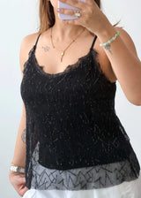 Size S-M Black Sheer Sequin Cami Top