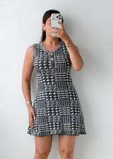 Size S-M Black & White Printed Bodycon Mini Dress