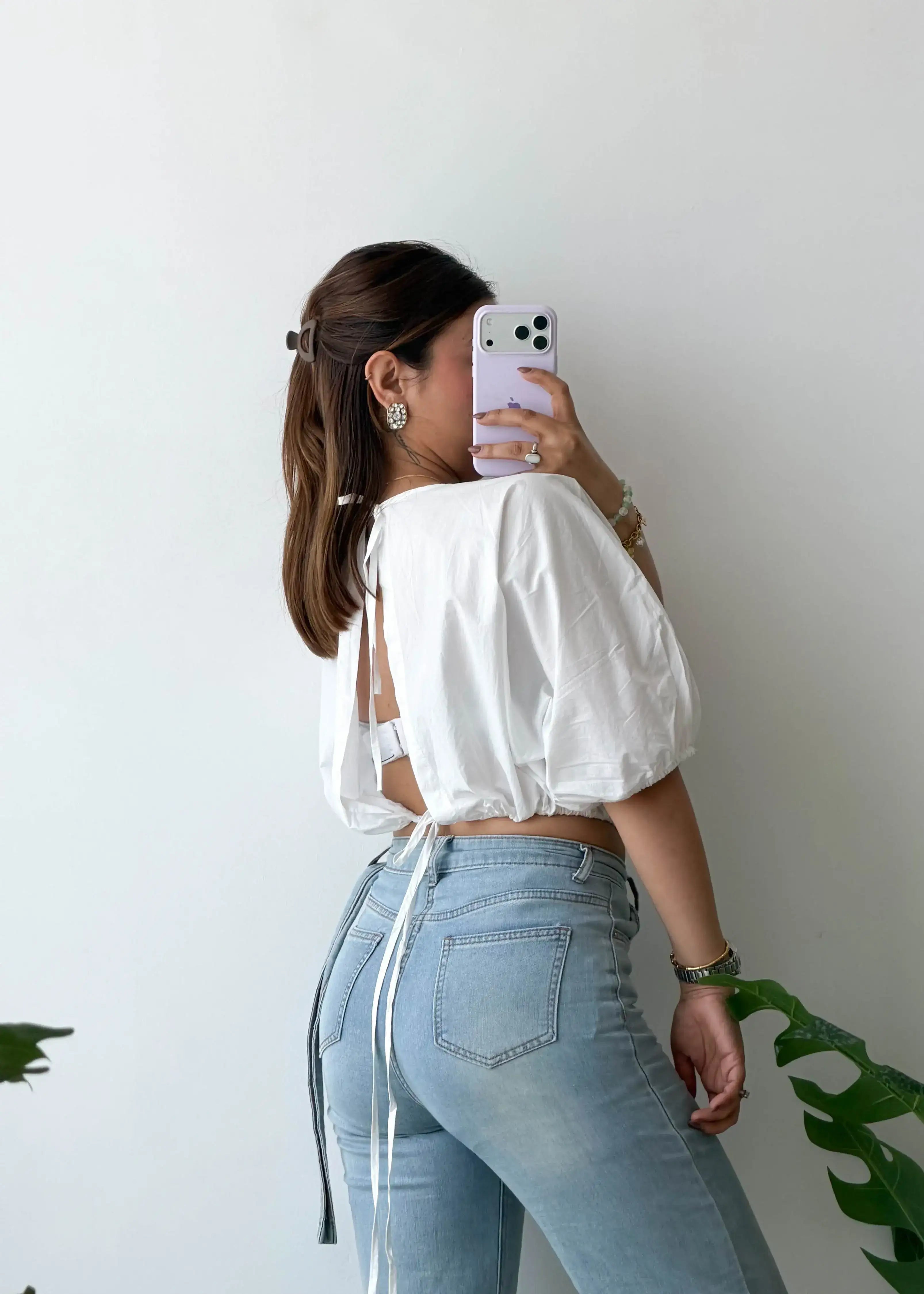 Size M-L, Puff Sleeve Crop Top