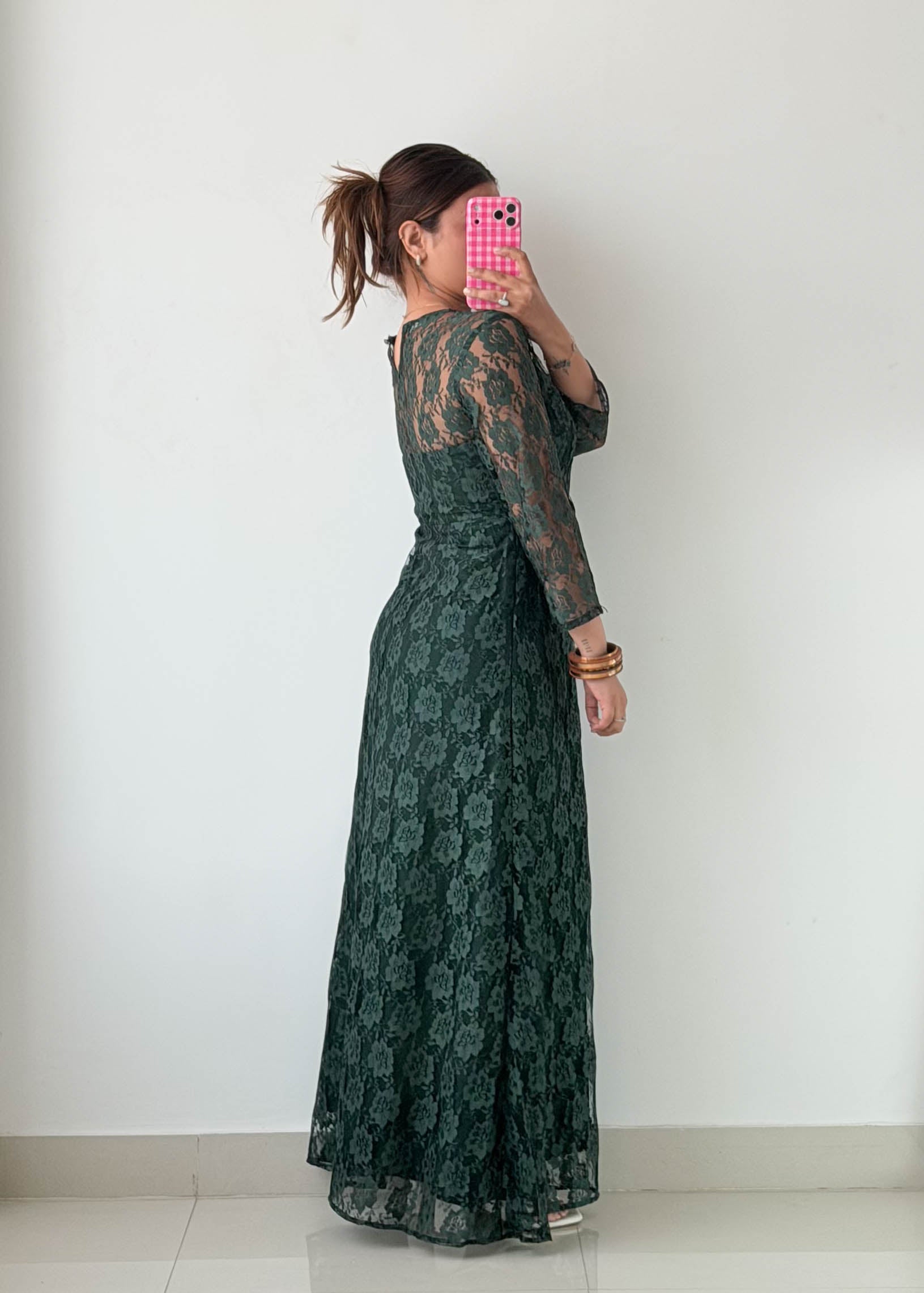 Size M & L Emerald Green Lace Maxi Dress