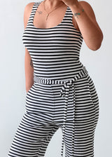 Size S-M Black & White Striped Jumpsuit