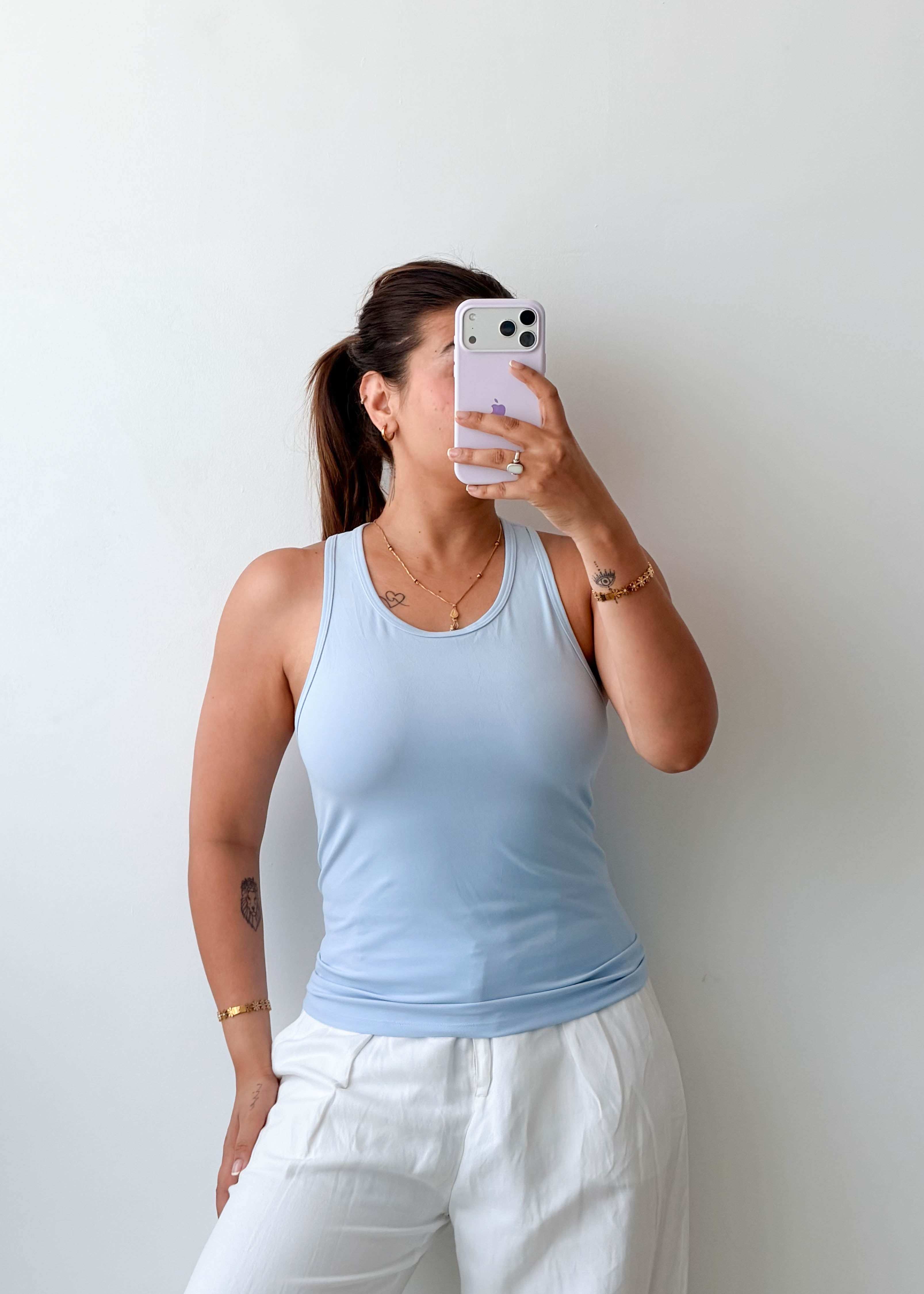 Size S Sky Blue Racerback Bodysuit