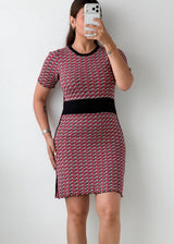 Size S-M Red & Black Printed Bodycon Mini Dress