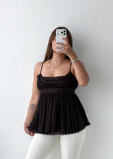 Size S Brown Chiffon Babydoll Cami Top
