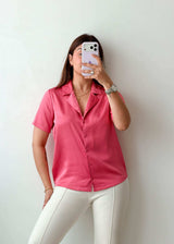 Size S-M Pink Satin Shirt Top