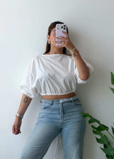 Size M-L, Puff Sleeve Crop Top