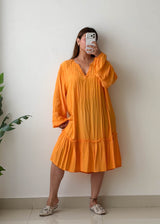 Size XL-XXL Orange Oversized Tiered Dress
