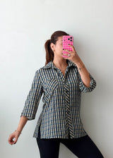Size S-M Blue Checkered Shirt Top